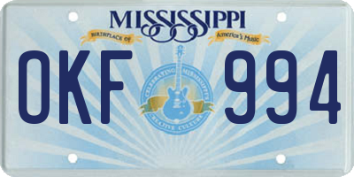 MS license plate OKF994