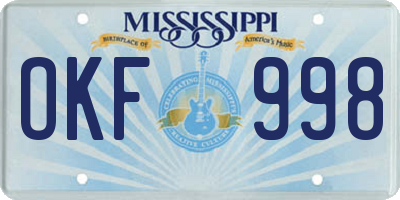 MS license plate OKF998