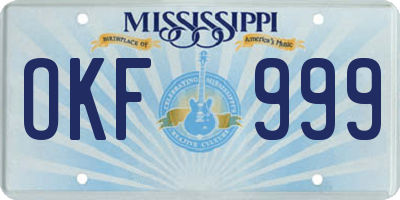 MS license plate OKF999