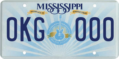 MS license plate OKG000