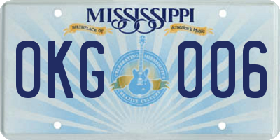 MS license plate OKG006