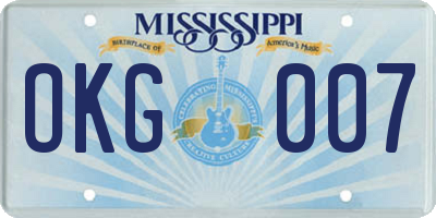MS license plate OKG007