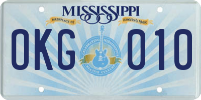 MS license plate OKG010