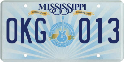 MS license plate OKG013