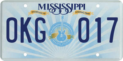 MS license plate OKG017