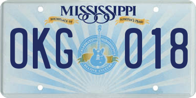 MS license plate OKG018