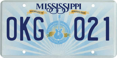 MS license plate OKG021