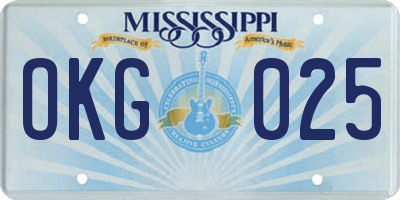 MS license plate OKG025
