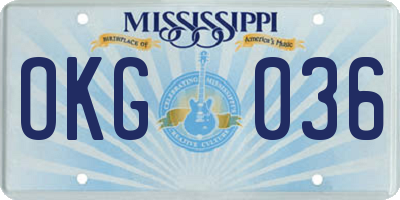 MS license plate OKG036