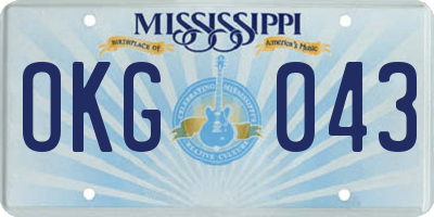 MS license plate OKG043