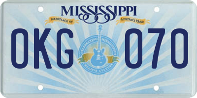 MS license plate OKG070