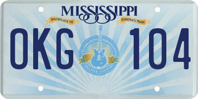 MS license plate OKG104