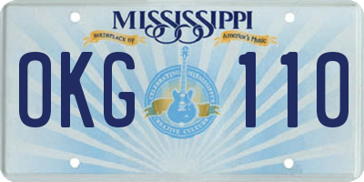 MS license plate OKG110
