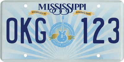 MS license plate OKG123