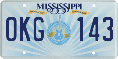 MS license plate OKG143