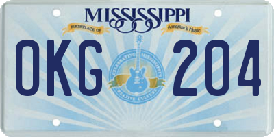MS license plate OKG204