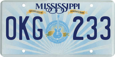 MS license plate OKG233
