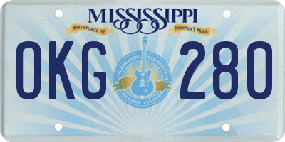 MS license plate OKG280