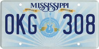 MS license plate OKG308