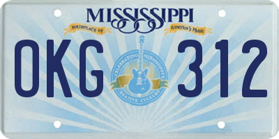 MS license plate OKG312