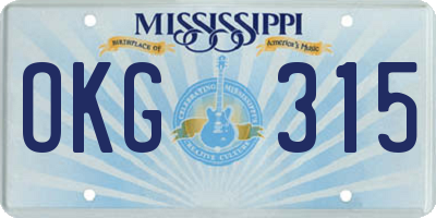 MS license plate OKG315