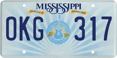MS license plate OKG317