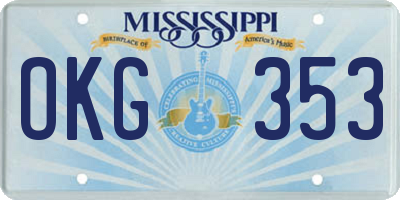 MS license plate OKG353