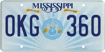 MS license plate OKG360