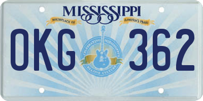 MS license plate OKG362