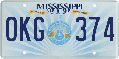 MS license plate OKG374