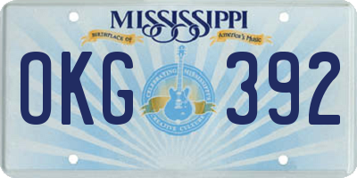 MS license plate OKG392