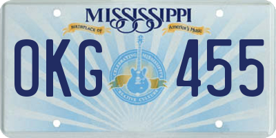 MS license plate OKG455