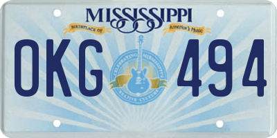 MS license plate OKG494