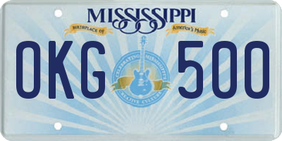 MS license plate OKG500