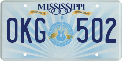 MS license plate OKG502