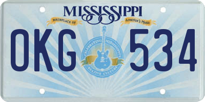MS license plate OKG534