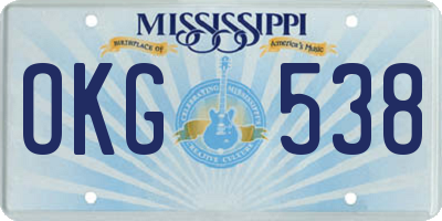 MS license plate OKG538