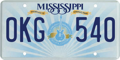 MS license plate OKG540