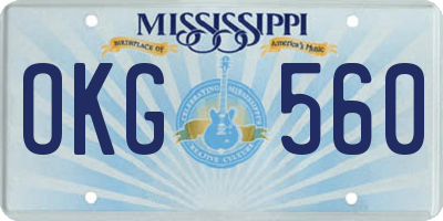 MS license plate OKG560