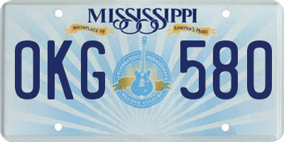 MS license plate OKG580