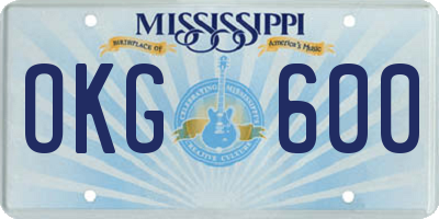 MS license plate OKG600