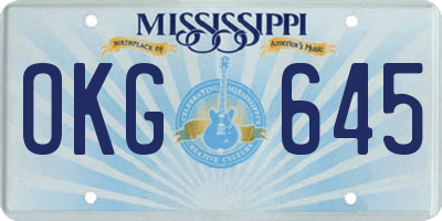 MS license plate OKG645