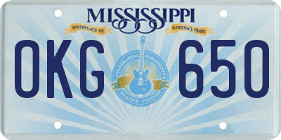 MS license plate OKG650
