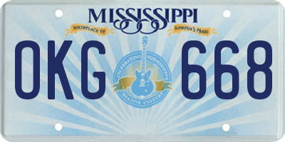 MS license plate OKG668