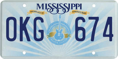 MS license plate OKG674