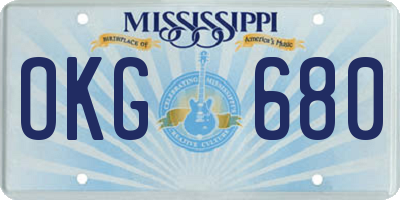 MS license plate OKG680