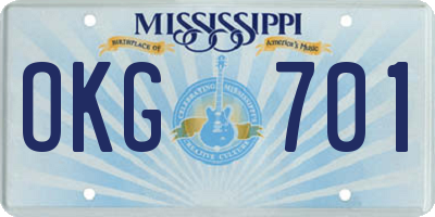 MS license plate OKG701