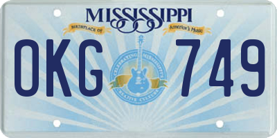 MS license plate OKG749