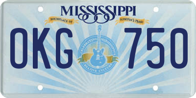 MS license plate OKG750