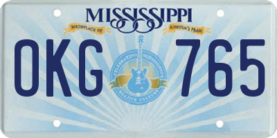 MS license plate OKG765